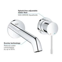 Grohe Essence Wall Mounted Basin Mixer Tap - Chrome -Contemporary Taps Sales Store 19408001 D3 460