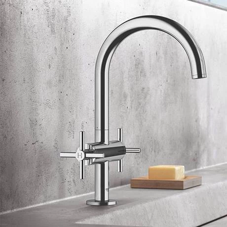 Grohe Atrio Crosshead L-Size Mono Basin Mixer with Click Clack Waste - Chrome - 21019003 4 Grohe Atrio Crosshead L-Size Mono Basin Mixer with Click Clack Waste - Chrome - 21019003 - Image 2