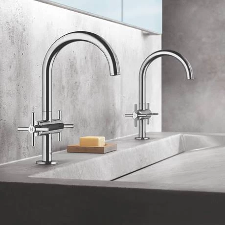 Grohe Atrio Crosshead L-Size Mono Basin Mixer with Click Clack Waste - Chrome - 21019003 6 Grohe Atrio Crosshead L-Size Mono Basin Mixer with Click Clack Waste - Chrome - 21019003 - Image 4
