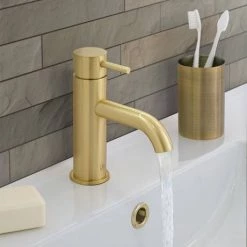 JTP Vos Brushed Brass Single Lever Basin Mixer -Contemporary Taps Sales Store 23008ABBR D3 460