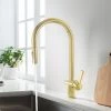 JTP Vos Brushed Brass Single Lever Kitchen Sink Mixer with Pull Out Spray -Contemporary Taps Sales Store 23127BBR PN