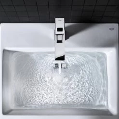 Grohe Eurocube Mono Basin Mixer with Pop-up Waste - 23445000 -Contemporary Taps Sales Store 23445000 D5 460