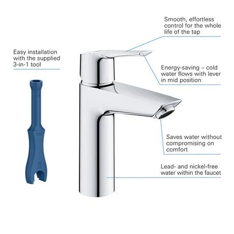 Grohe QuickFix Start SilkMove ES M-Size Mono Basin Mixer with Push-Open Waste - 23746002 4 Grohe QuickFix Start SilkMove ES M-Size Mono Basin Mixer with Push-Open Waste - 23746002 - Image 2