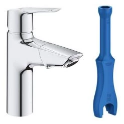 Grohe QuickFix Start Mono Basin Mixer with Pull Out Spout + Push-Open Waste - 24205003 -Contemporary Taps Sales Store 24205003 D5 460