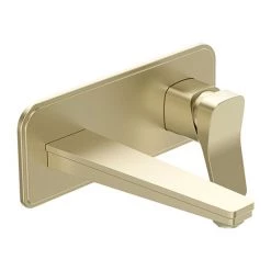 JTP Hix Brushed Brass Wall Mounted Single Lever Basin Mixer