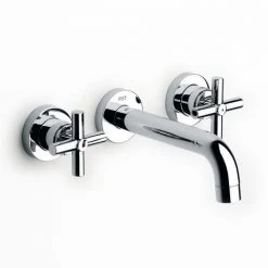 Roca Loft Chrome Wall Mounted 3 Hole Basin Mixer - 5A4743C00