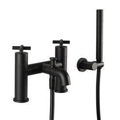 JTP Solex Matt Black Bath Shower Mixer with Shower Kit