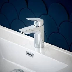 Hansgrohe Logis Single Lever Basin Mixer 100 with Push-open Waste - 71107000 -Contemporary Taps Sales Store 71107000.ai2 460