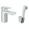 Hansgrohe Vernis Shape Single Lever Basin Mixer 100 with Bidet Spray and 160cm Shower Hose - 71216000