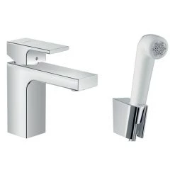 Hansgrohe Vernis Shape Single Lever Basin Mixer 100 with Bidet Spray and 160cm Shower Hose - 71216000