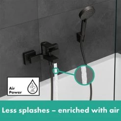 Hansgrohe Vernis Shape Exposed Single Lever Bath Shower Mixer - Matt Black - 71450670 -Contemporary Taps Sales Store 71450670 ai3 460
