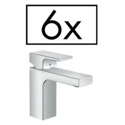 Hansgrohe Pack of 6 Vernis Shape Single Lever Basin Mixer 100 with Pop-up Waste - Chrome - 71597000