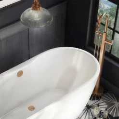 Arezzo Brushed Bronze Freestanding Bath Tap with Shower Mixer -Contemporary Taps Sales Store ABRZRFST d3 460