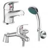 Apollo Contemporary Basin and Bath Shower Mixer Taps - Chrome -Contemporary Taps Sales Store APO304 APO305 n p