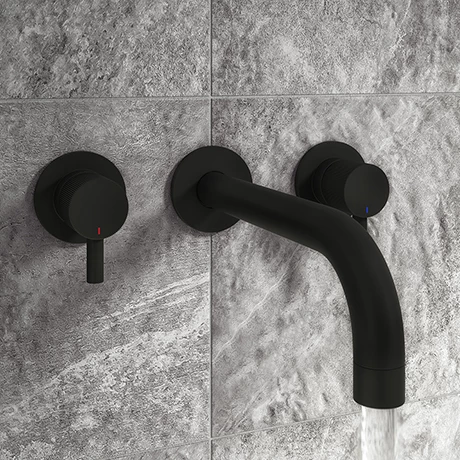 Arezzo Fluted Round Matt Black Wall Mounted (3TH) Bath Filler Tap 3 Arezzo Fluted Round Matt Black Wall Mounted (3TH) Bath Filler Tap