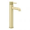 Arezzo Fluted Round Brushed Brass High Rise Mono Basin Mixer Tap 1 Arezzo Fluted Round Brushed Brass High Rise Mono Basin Mixer Tap -Contemporary Taps Sales Store AZ2LTBBF P1