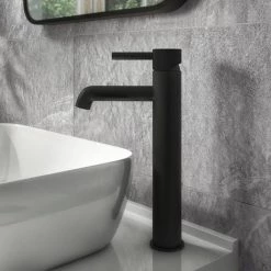 Arezzo Fluted Round Matt Black High Rise Mono Basin Mixer Tap 10 Arezzo Fluted Round Matt Black High Rise Mono Basin Mixer Tap -Contemporary Taps Sales Store AZ2LTMBF nd3 460