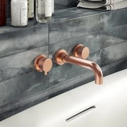 Arezzo Round Rose Gold Wall Mounted (3TH) Bath Filler Tap