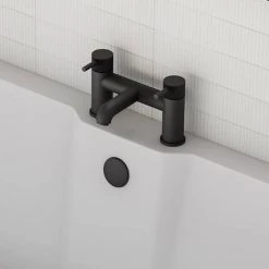 Arezzo Fluted Round Matt Black Bath Filler Tap -Contemporary Taps Sales Store AZ7TMBF d6 460
