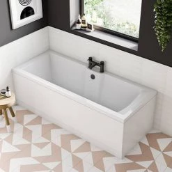 Arezzo Fluted Round Matt Black Bath Filler Tap -Contemporary Taps Sales Store AZ7TMBF d7 460