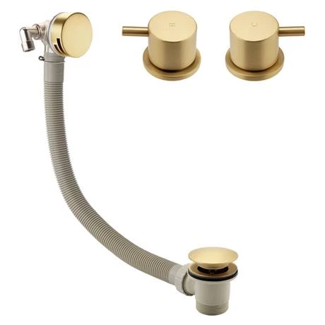 Arezzo Brushed Brass Deck Bath Side Valves with Freeflow Bath Filler 4 Arezzo Brushed Brass Deck Bath Side Valves with Freeflow Bath Filler - Image 2