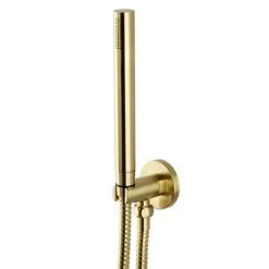 Arezzo Brushed Brass Round Concealed Manual Valve with Bath Spout + Shower Handset -Contemporary Taps Sales Store AZBBSPK2 d3 460