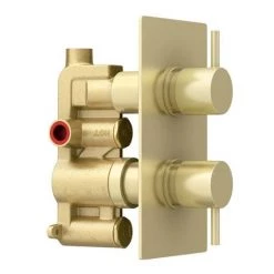 Arezzo Brushed Brass Round Concealed Twin Valve with Diverter, Bath Spout + Shower Handset 12 Arezzo Brushed Brass Round Concealed Twin Valve with Diverter, Bath Spout + Shower Handset -Contemporary Taps Sales Store AZBBSPK6 n d2 460
