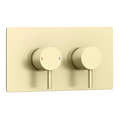 Arezzo Brushed Brass Round Concealed Twin Valve with Diverter, Bath Spout + Shower Handset 6 Arezzo Brushed Brass Round Concealed Twin Valve with Diverter, Bath Spout + Shower Handset - Image 4