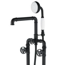 Arezzo Matt Black Industrial Style Freestanding Bath Shower Mixer Tap -Contemporary Taps Sales Store AZISBK05 d5n 460