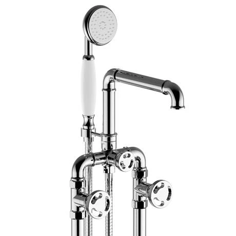 Arezzo Chrome Industrial Style Freestanding Bath Shower Mixer Tap 5 Arezzo Chrome Industrial Style Freestanding Bath Shower Mixer Tap - Image 3
