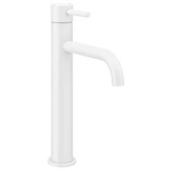 Arezzo Round Matt White High Rise Mono Basin Mixer Tap