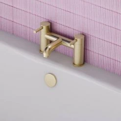 Arezzo Round Brushed Brass Bath Filler Tap -Contemporary Taps Sales Store AZRBFBB d4 460