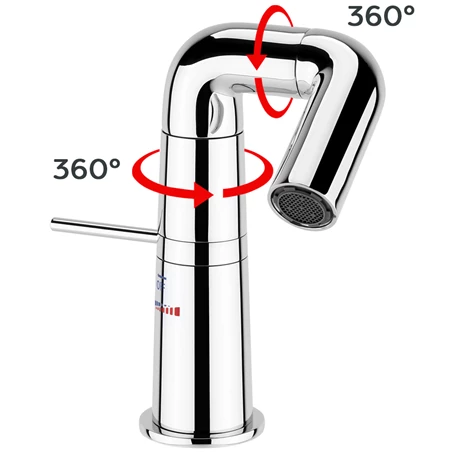 Arezzo Basin Mixer Tap with 360 Degree Rotating Spout Chrome 4 Arezzo Basin Mixer Tap with 360 Degree Rotating Spout Chrome - Image 2