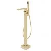 Arezzo Square Brushed Brass Floor Mounted Free-standing Bath Shower Mixer 1 Arezzo Square Brushed Brass Floor Mounted Free-standing Bath Shower Mixer -Contemporary Taps Sales Store AZSQFSBB l 670
