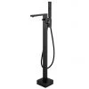 Arezzo Square Matt Black Floor Mounted Free-standing Bath Shower Mixer -Contemporary Taps Sales Store AZSQFSMB l 670