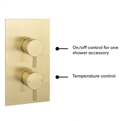 Arezzo Brushed Brass Wall Mounted Slimline Waterfall Bath Filler + Concealed Thermostatic Valve -Contemporary Taps Sales Store AZWF05BB n 1a 460