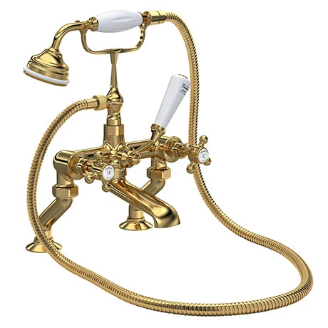Hudson Reed Brushed Brass Topaz Crosshead Deck Mounted Bath Shower Mixer inc. Shower Kit - BC804HX 3 Hudson Reed Brushed Brass Topaz Crosshead Deck Mounted Bath Shower Mixer inc. Shower Kit - BC804HX