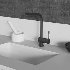 Ideal Standard Ceralook Silk Black Single Lever L-Shape Spout Kitchen Mixer -Contemporary Taps Sales Store BD572XG D3 460