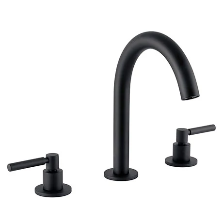 BagnoDesign M-Line Matt Black 3 Hole Deck Mounted Basin Mixer 3 BagnoDesign M-Line Matt Black 3 Hole Deck Mounted Basin Mixer