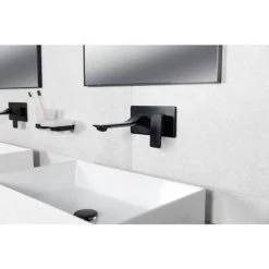 BagnoDesign Zephyr Matt Black Wall Mounted Basin Mixer 9 BagnoDesign Zephyr Matt Black Wall Mounted Basin Mixer -Contemporary Taps Sales Store BDM ZEP 305 MB D3 460