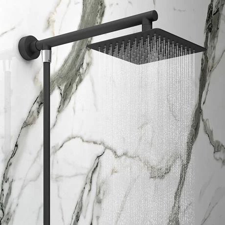 Toreno Modern Black Chrome Bath Shower Mixer Tap incl. Overhead Rainfall Shower Head 4 Toreno Modern Black Chrome Bath Shower Mixer Tap incl. Overhead Rainfall Shower Head - Image 2