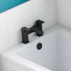 Arezzo Square Matt Black Bath Filler Tap -Contemporary Taps Sales Store CAS10BLK d5 460