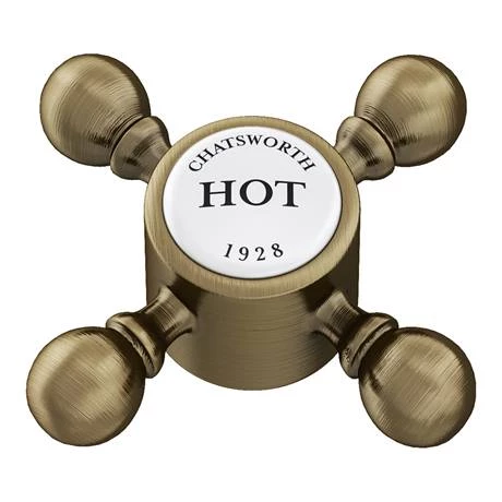 Chatsworth 1928 Antique Brass Wall Mounted Crosshead Bath Filler Tap 6 Chatsworth 1928 Antique Brass Wall Mounted Crosshead Bath Filler Tap - Image 4