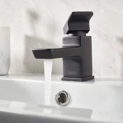 Bristan Cobalt Black Mono Basin Mixer with Clicker Waste -Contemporary Taps Sales Store COB BAS BLK D3 460