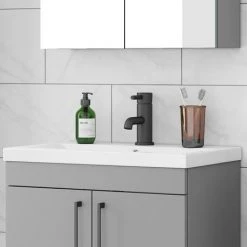 Arezzo Round Matt Black Basin Mono Mixer Tap -Contemporary Taps Sales Store CRU20BLK d2 460