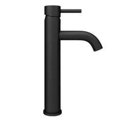 Arezzo Round Matt Black High Rise Mono Basin Mixer Tap -Contemporary Taps Sales Store CRU40BLK N d1 460