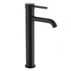 Arezzo Round Matt Black High Rise Mono Basin Mixer Tap 1 Arezzo Round Matt Black High Rise Mono Basin Mixer Tap -Contemporary Taps Sales Store CRU40BLK P1