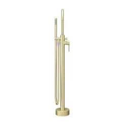 Arezzo Brushed Brass Freestanding Bath Tap with Shower Mixer -Contemporary Taps Sales Store CT002 BB D4 460