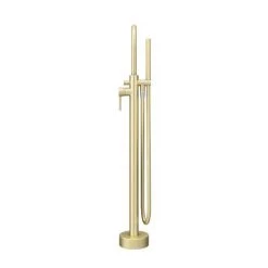 Arezzo Brushed Brass Freestanding Bath Tap with Shower Mixer -Contemporary Taps Sales Store CT002 BB D5 460