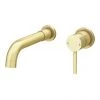 Arezzo Round Brushed Brass Wall Mounted (2TH) Basin Mixer Tap -Contemporary Taps Sales Store CT021 BB nw p